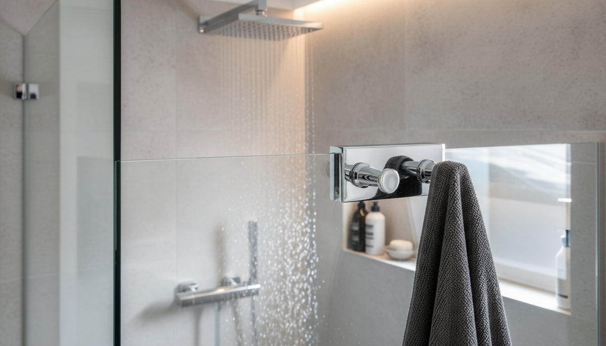 Hakenleiste 2-fach für Duschabtrennung – bis 8 mm Glasstärke