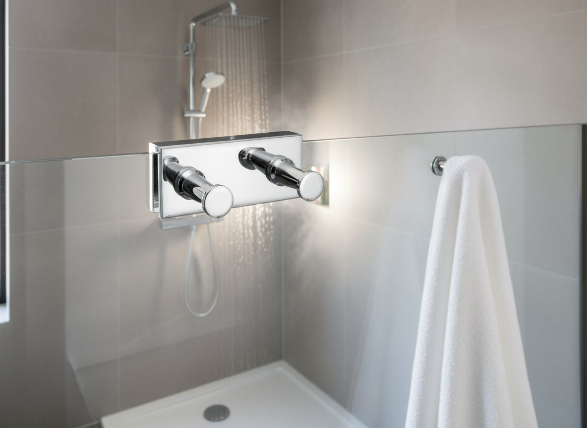 Hakenleiste 2-fach für Duschabtrennung – bis 8 mm Glasstärke