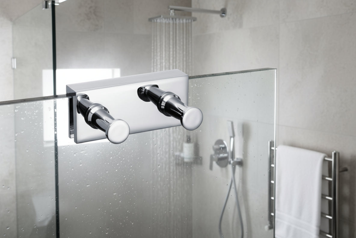 Hakenleiste 2-fach für Duschabtrennung – bis 8 mm Glasstärke