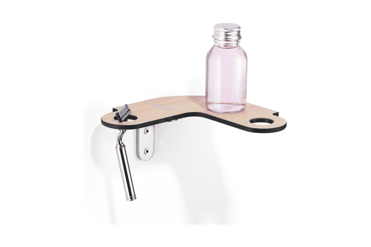 Giese Slimbord Eckmodell mit Rasiererhalter, Befestigung links, Ablage HPL Holzoptik, Art.Nr. 30966