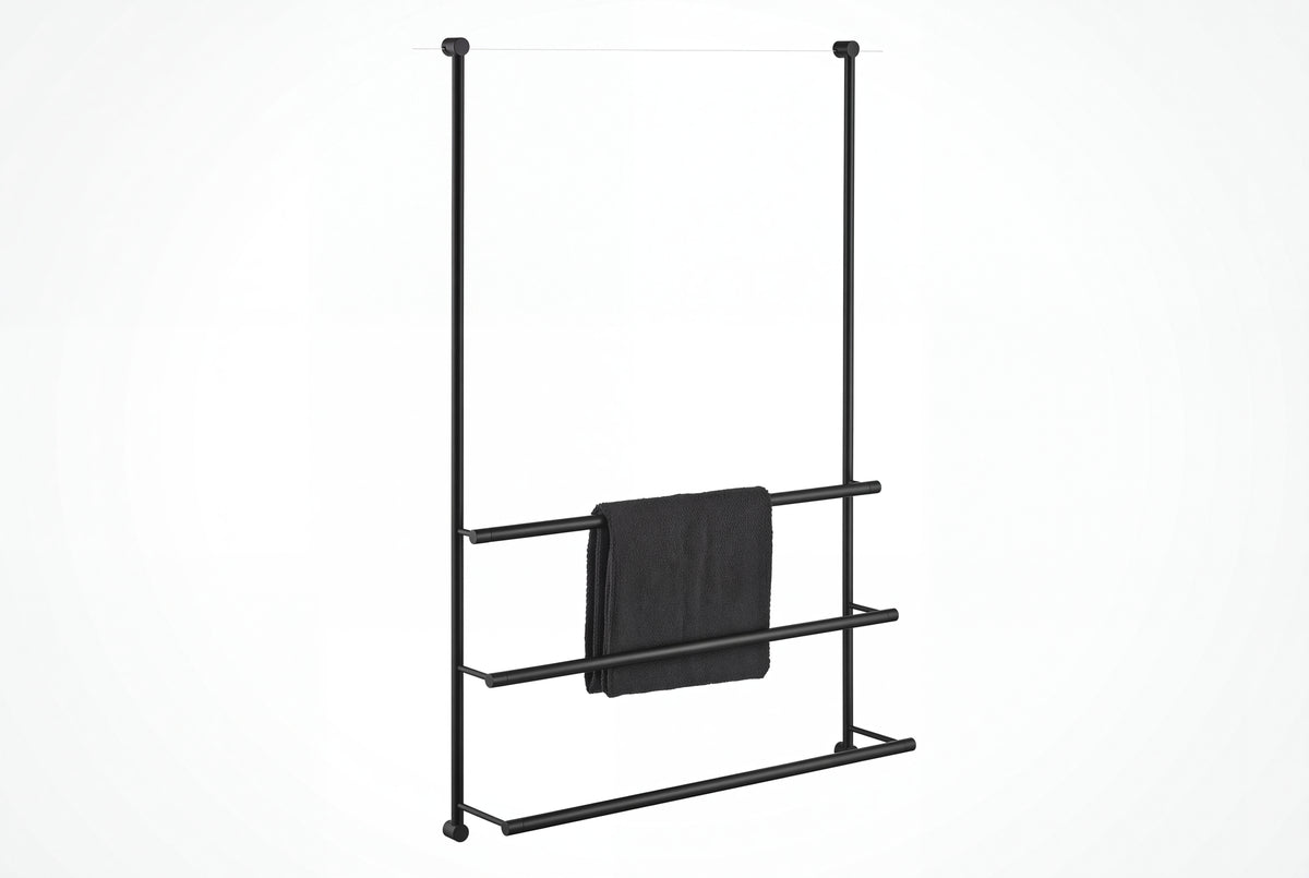 Giese Server Handtuchhalter 3-fach Schwarz matt für die Glaswand, 650 mm