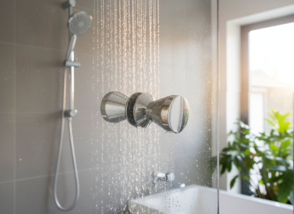 Dusch-Türgriff Kegelform – Messing verchromt, 6-8 mm Glas, ergonomisch – Art.Nr. 0510