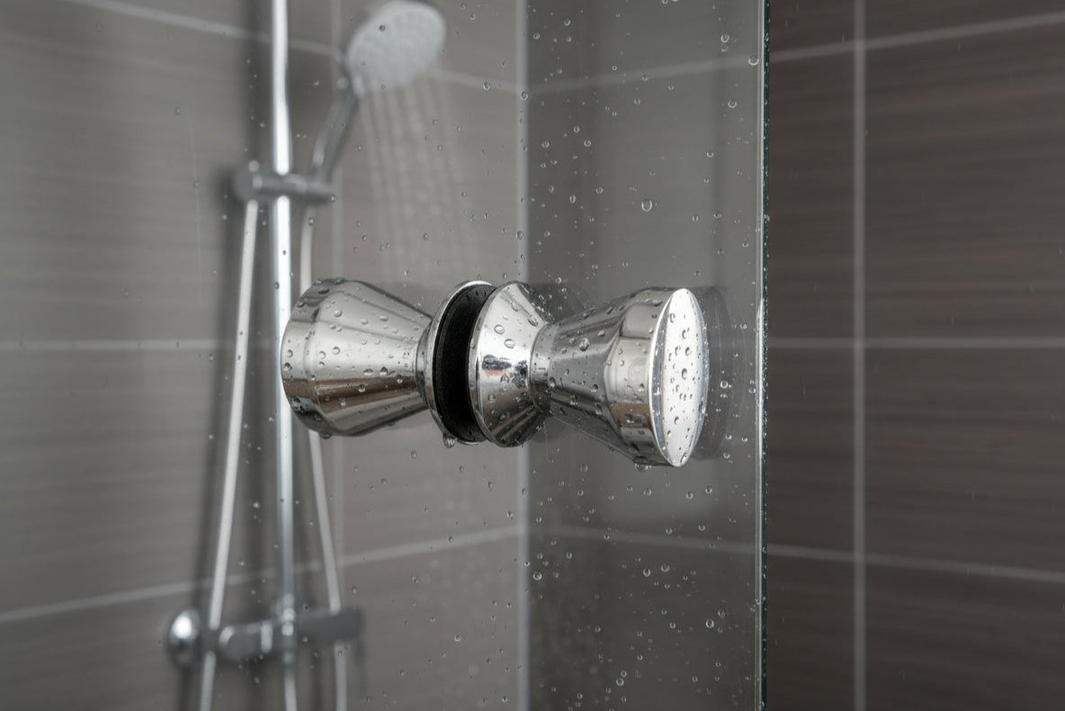 Dusch-Türgriff Kegelform – Messing verchromt, 6-8 mm Glas, ergonomisch – Art.Nr. 0510