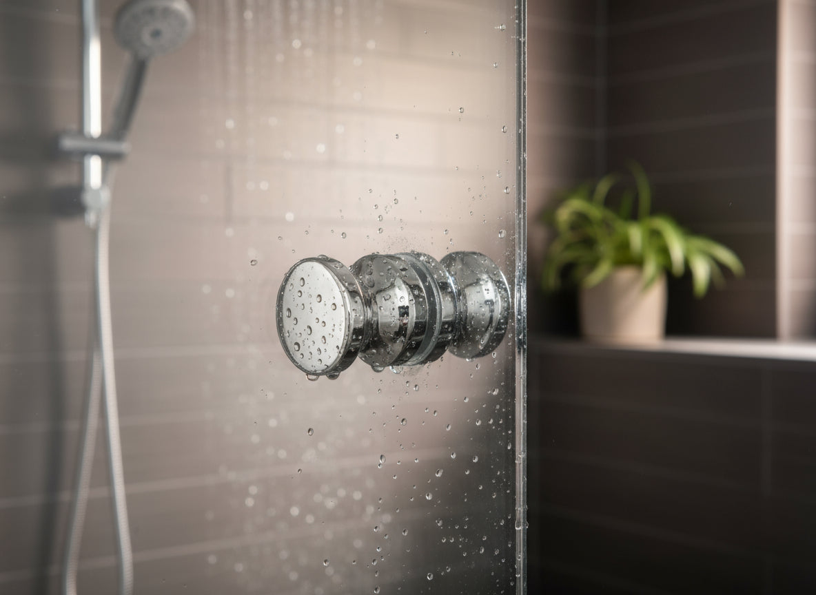 Dusch-Türgriff aus verchromtem Messing, zylindrisch mit Rille – 35 mm, Art.Nr. 6702