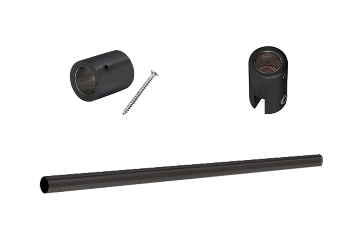 Stabistangen-Set Glas-Decke senkrecht Ø 19 mm in Schwarz matt: Wand- und Deckenhalter, senkrechter Glashalter und Rohr