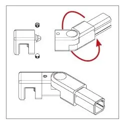 Glashalter variabel, Montage-Skizze mit Schwenkbewegung des Gelenks