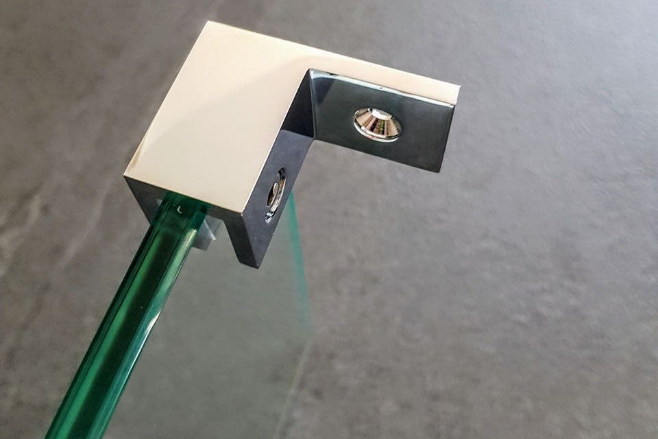 Haltewinkel als Wandhalter für feststehende Scheiben zur Stabilisierung ohne Glasbohrung, Chrom glanz, Art.Nr. 2798