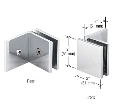 Quadratischer Glashalter Glas-Wand 90°, 51 x 51 mm, Chrom