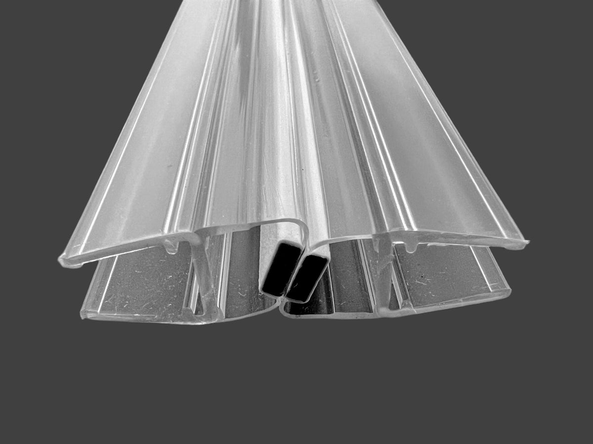 Magnetdichtungspaar 180 (2x 67,5°) mit 67° schrägem Magnetstreifen – Für 6 oder 8 mm Glas – Art.Nr. 6052/6062