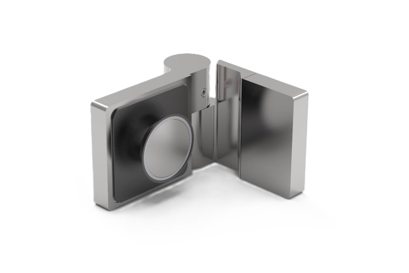 Lugano Scharnier Glas-Wand 90° Hebe-Senk, flächenbündig, Massivmessing, 8/10 mm ESG, Art.Nr. LUG044