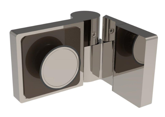 Lugano Scharnier Glas-Wand 90° mit Hebe-Senk-Funktion – 8-10 mm, flächenbündig – Art.Nr. LUG044