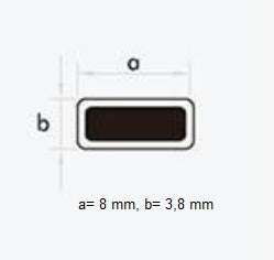 Maßzeichnung Magnetstreifen 6099: 8 x 3,8 mm