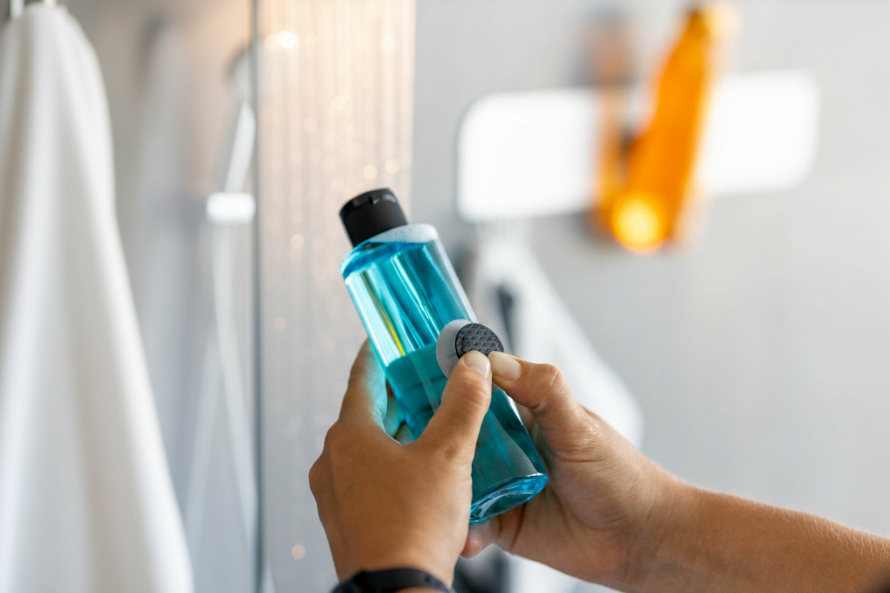 MagSpike | Die magnetische Aufhängung für Duschgel und Shampoo an Wandplatte