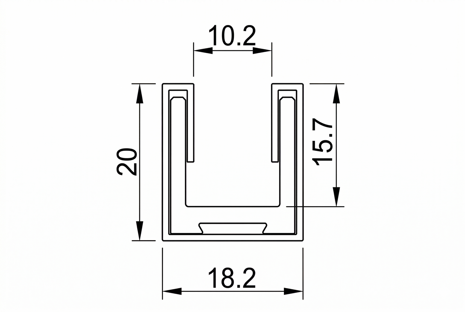 U-Profil mit Edelstahlmantel BELSDCD – 8 mm ESG, 11 Bellagio-Farben, inkl. 2 Endkappen