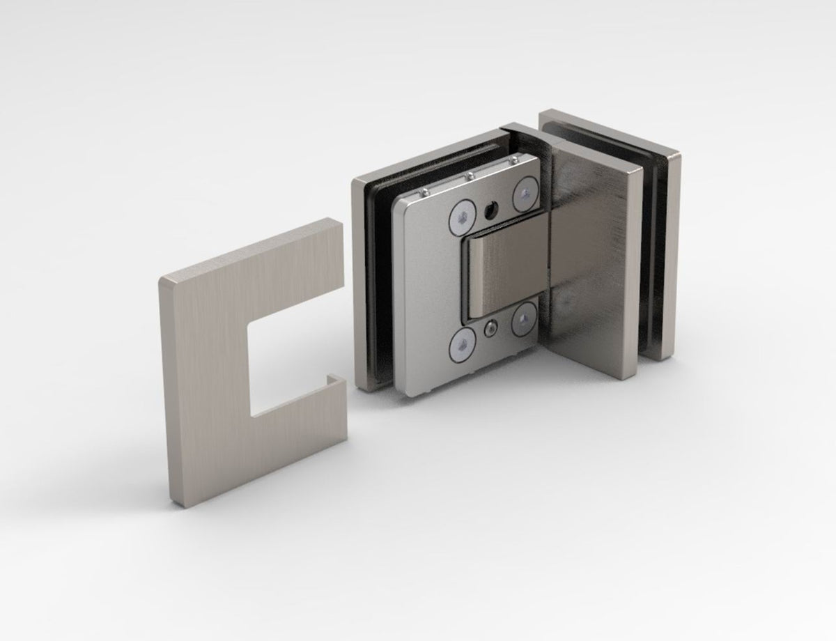 Pendeltürband 90° Glas-Glas Edelstahl links, Detailansicht