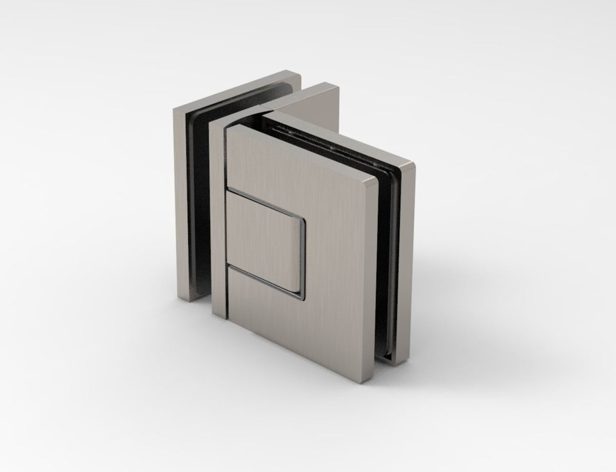 Pendeltürband 90° Glas-Glas Edelstahl gebürstet, Linksversion