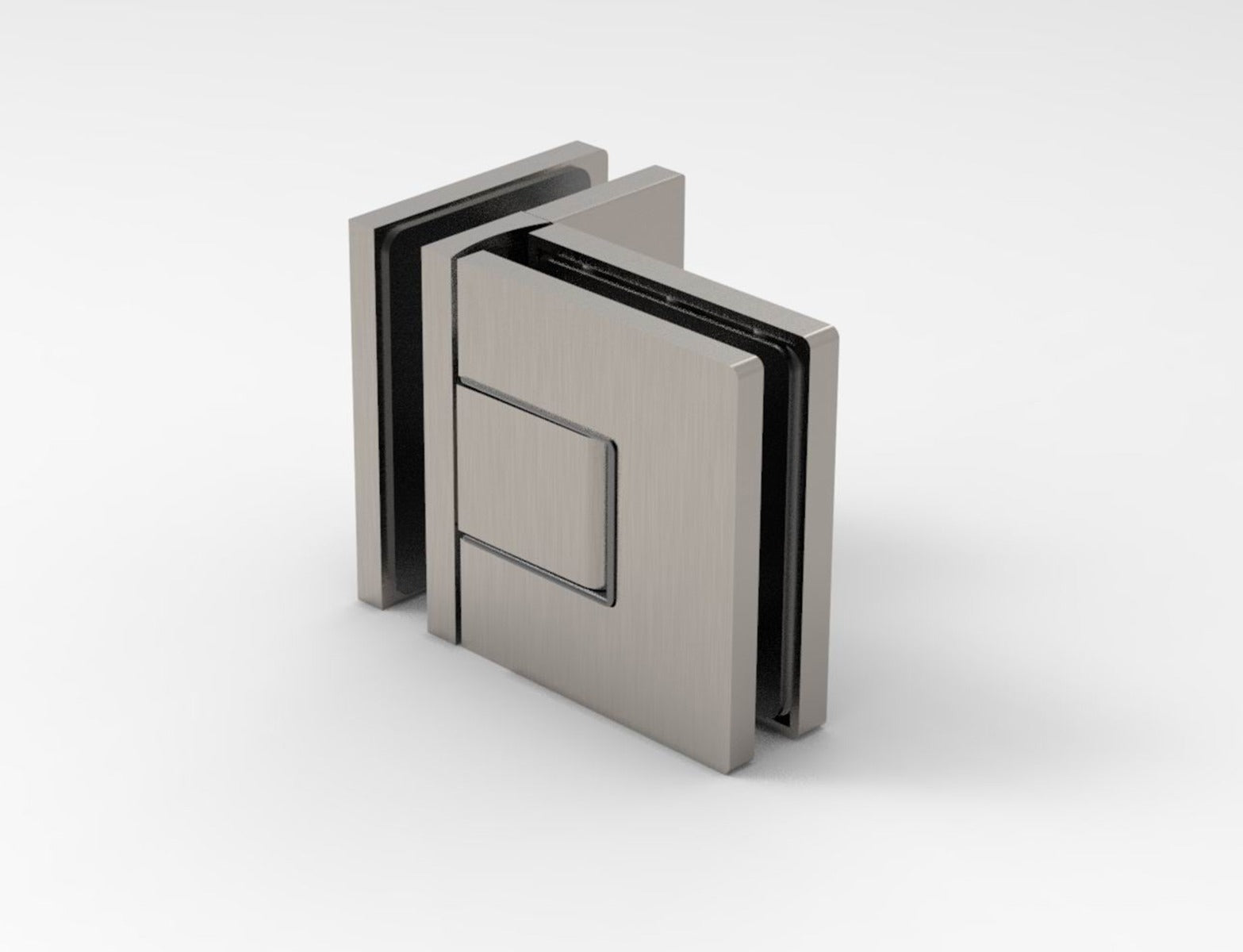 Pendeltürband 90° Glas-Glas Edelstahl gebürstet, Linksversion