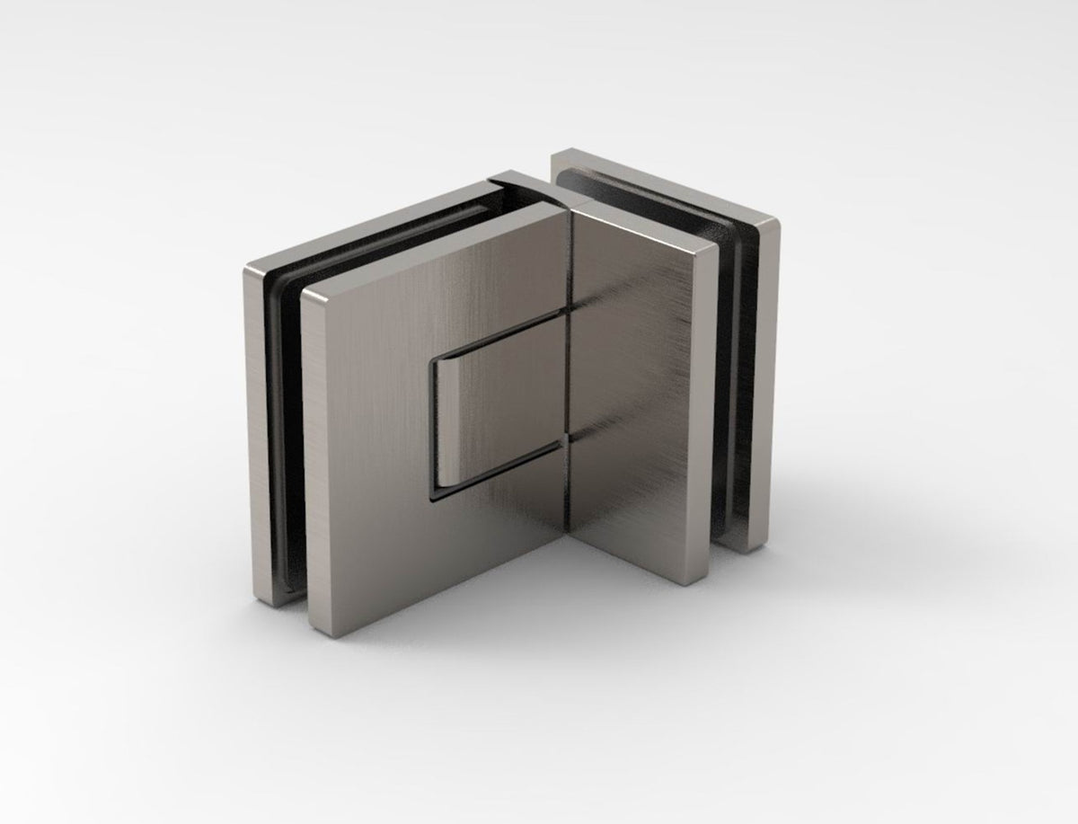 Pendeltürband 90° Glas-Glas Edelstahl gebürstet links, Seitenansicht