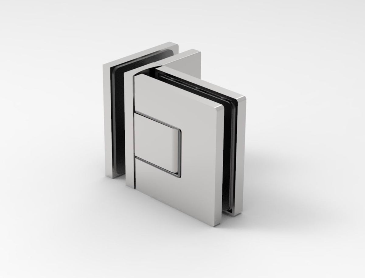 Pendeltürband 90° Glas-Glas Chrom, Linksversion