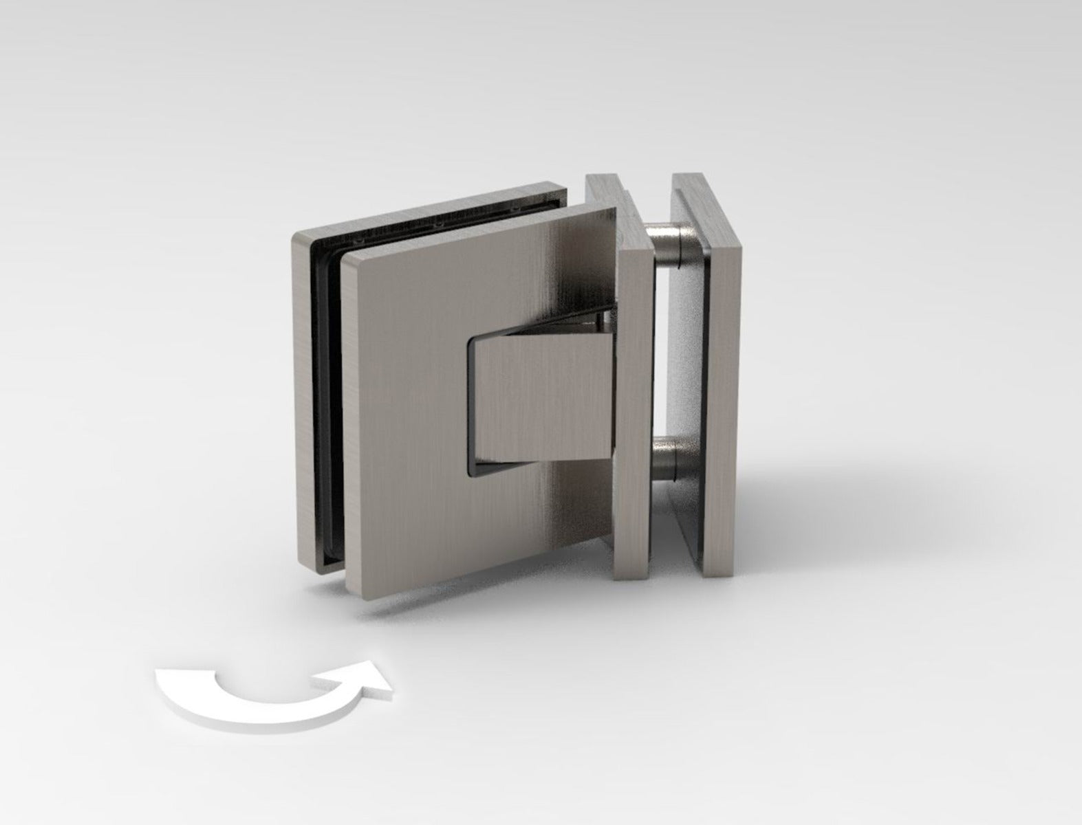Pendeltürband 90° Glas-Glas Edelstahl gebürstet, Detail Verschraubung