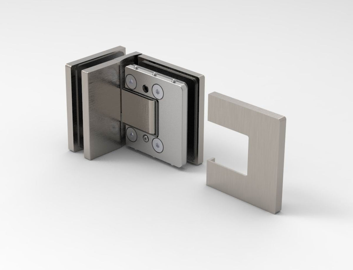 Pendeltürband 90° Glas-Glas Edelstahl gebürstet, Detailansicht