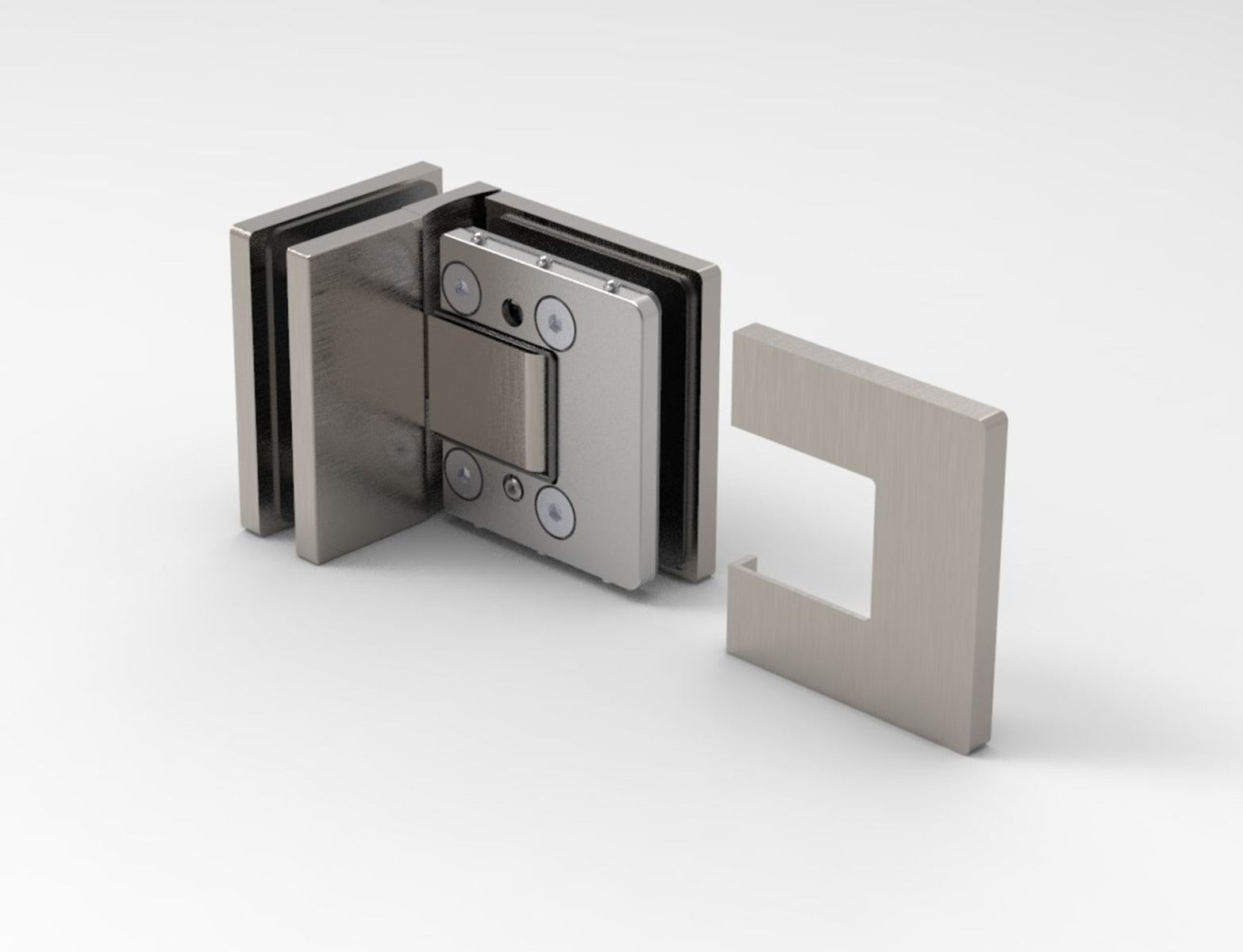 Pendeltürband 90° Glas-Glas Edelstahl gebürstet, Detailansicht