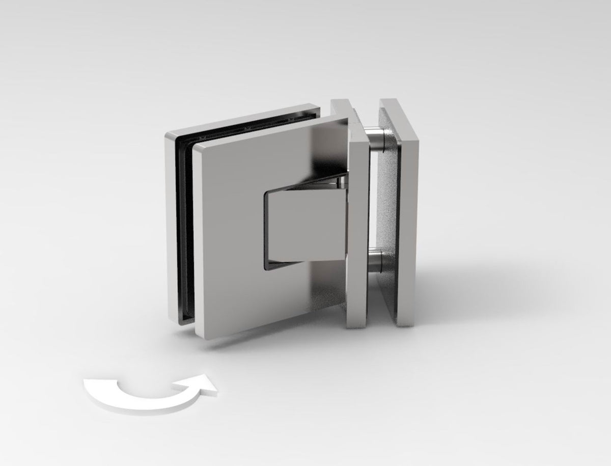 Pendeltürband 90° Glas-Glas Chrom, Detail Verschraubung