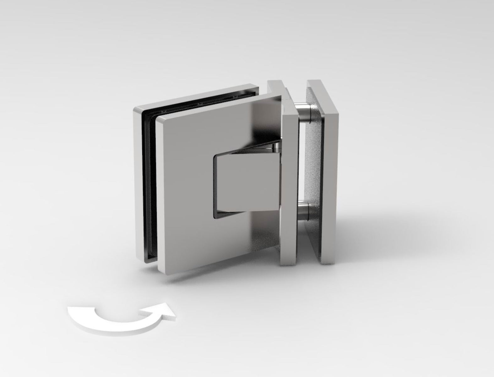 Pendeltürband 90° Glas-Glas Chrom, Detail Verschraubung