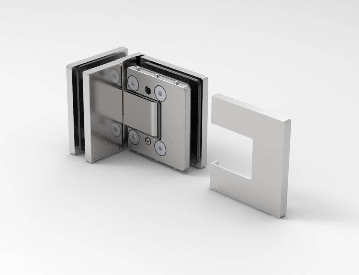 Pendeltürband 90° Glas-Glas Chrom, Detailansicht