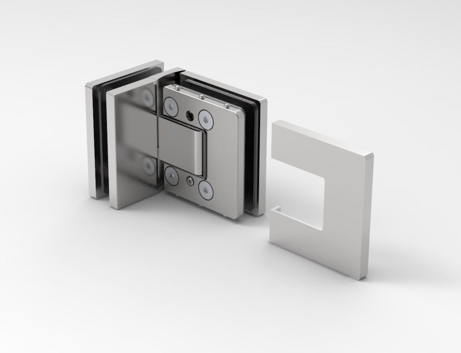 Pendeltürband 90° Glas-Glas Chrom, Detailansicht