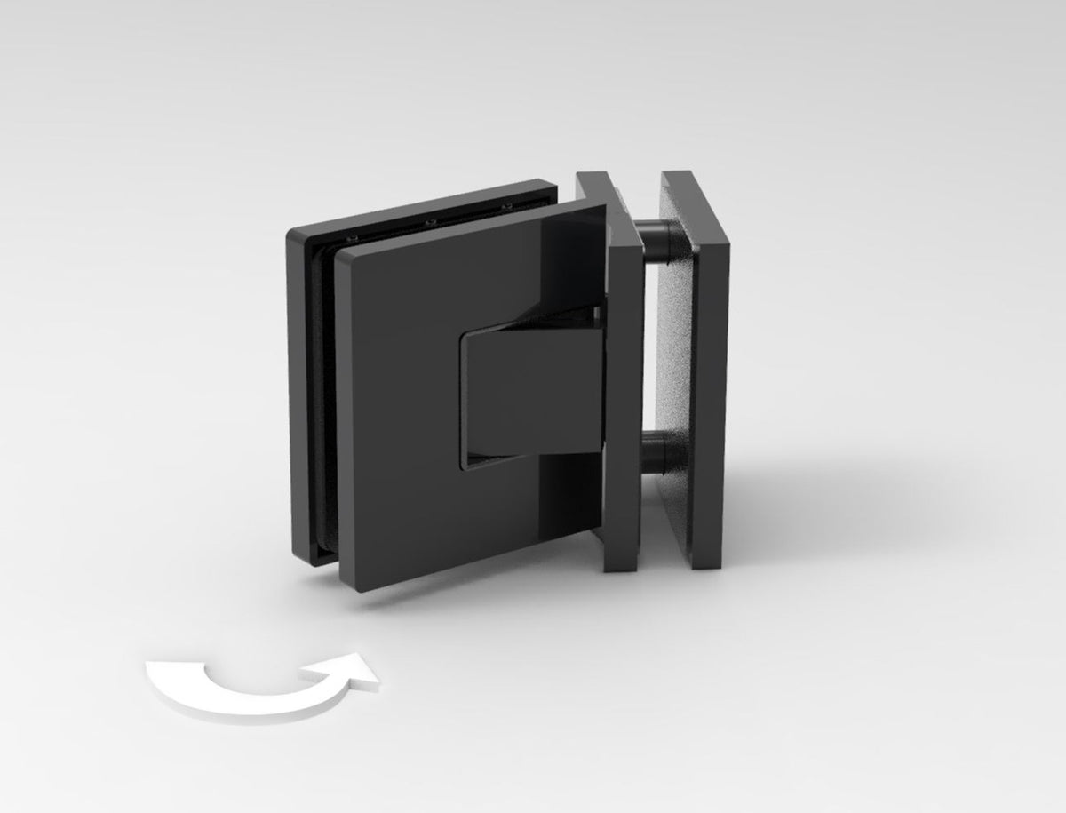 Pendeltürband 90° Glas-Glas Schwarz matt, Detail Verschraubung