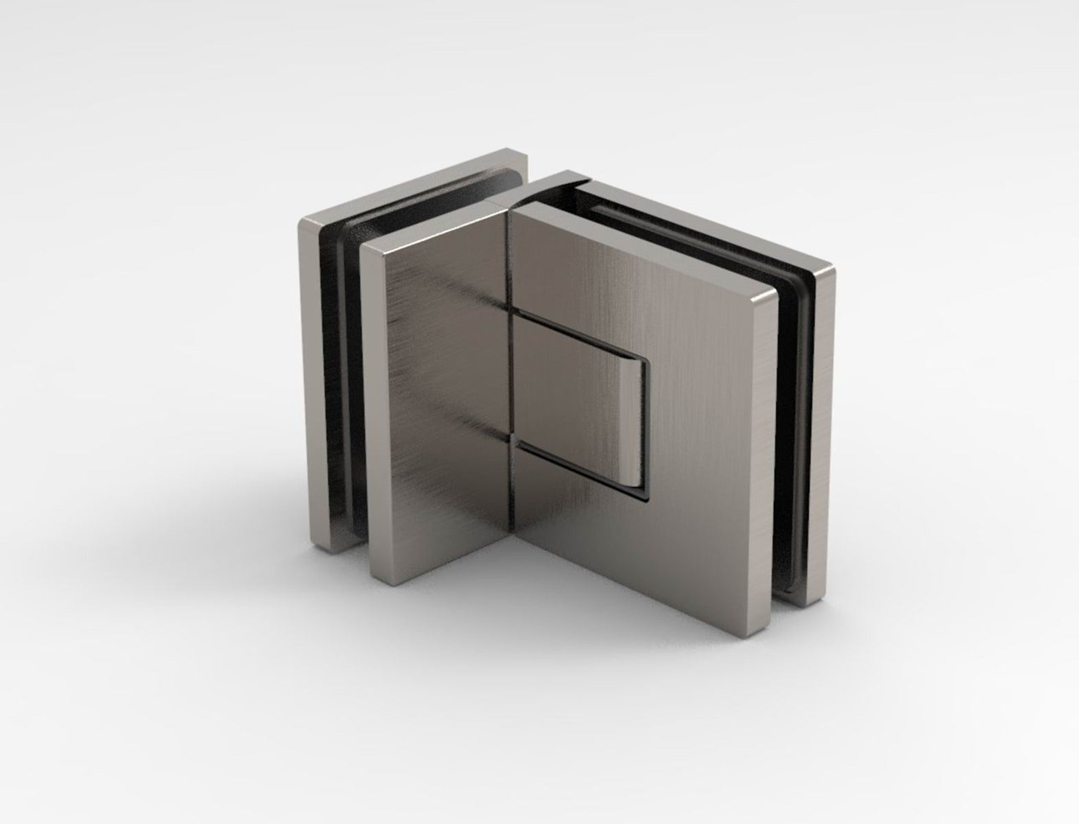 Pendeltürband 90° Glas-Glas Edelstahl gebürstet, Seitenansicht