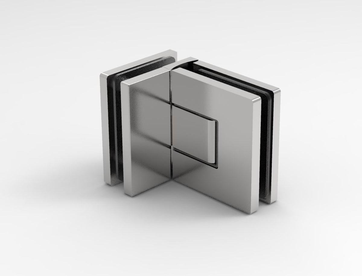 Pendeltürband 90° Glas-Glas Chrom, Seitenansicht
