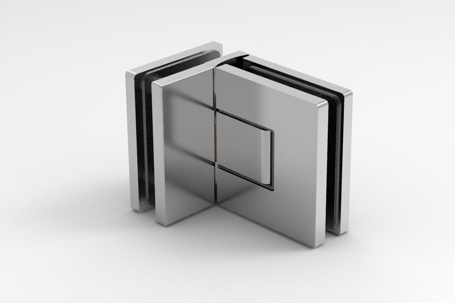 Pendeltürband 90° Glas-Glas Chrom, Seitenansicht