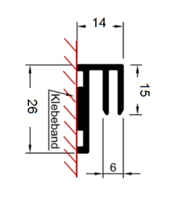 Trägerprofil PML2500 – Kunststoff selbstklebend, transparent, 200/249 cm