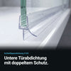 Video Schleiflippendichtung 5102 mit Abtropfleiste und Schleiflippe unten an der Glastür, Spaltmaß 11 bis 14 mm