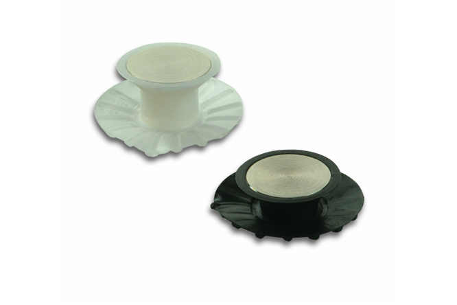 Punkthalter GM PICO für Glas und Spiegel, flächenbündig, Abdeckscheibe edelstahlfarben Ø 20 mm, 6 bis 12 mm Glas