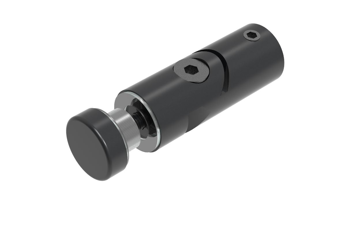 Glashalter drehbar, Montage durch Glas, für runde Stabilisierungsstange Ø 12 mm, Schwarz matt