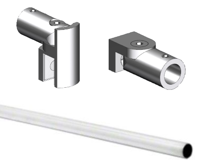 Stabistangen-Set S1210SETCH Massivmessing verchromt, Komplettset für die Glasdusche