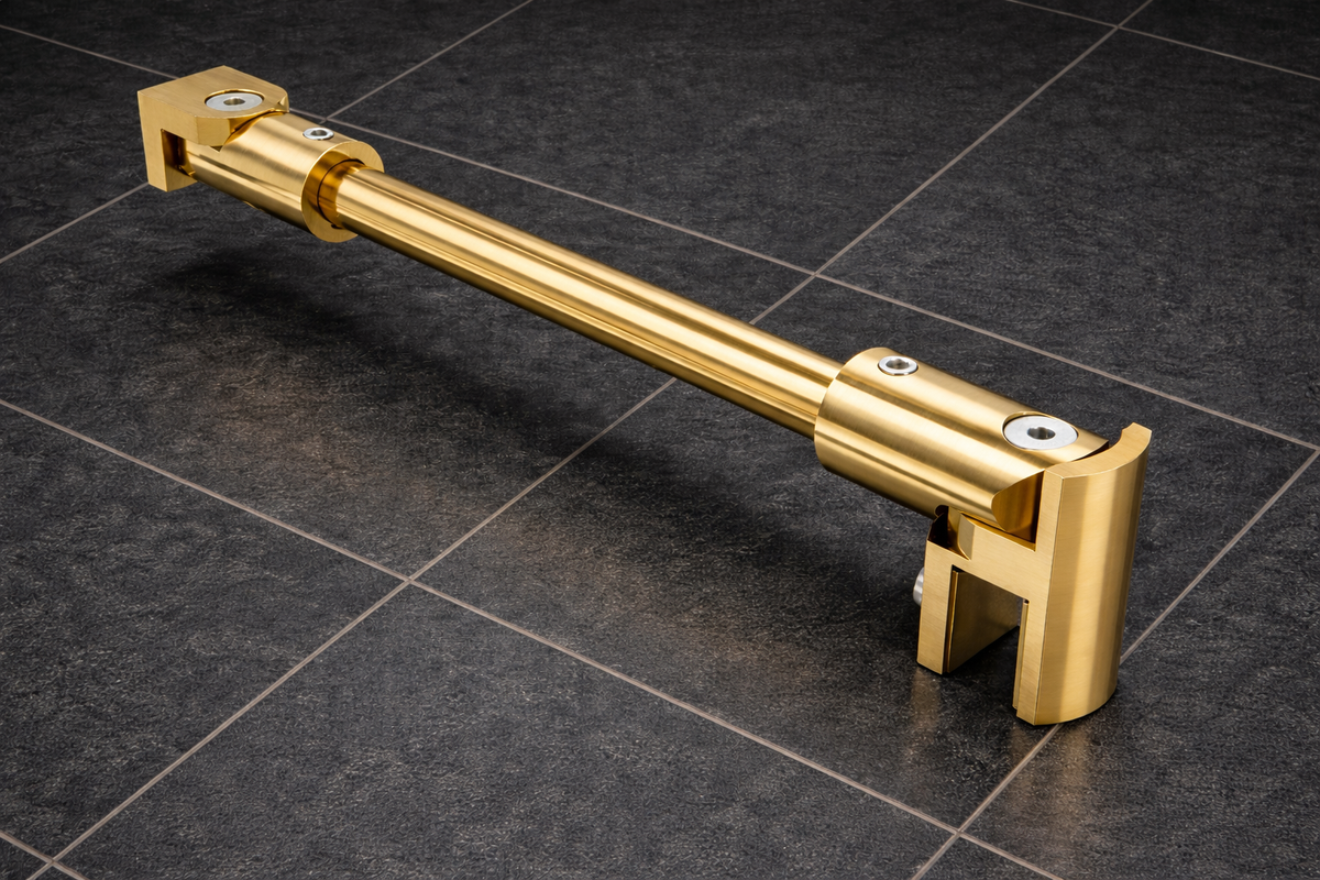 Rundes Stabistangen-Set Glas-Wand 1200 mm – Ø 12 mm, flexibel einstellbar für 8-10 mm Glas – Art.Nr. S1212SET