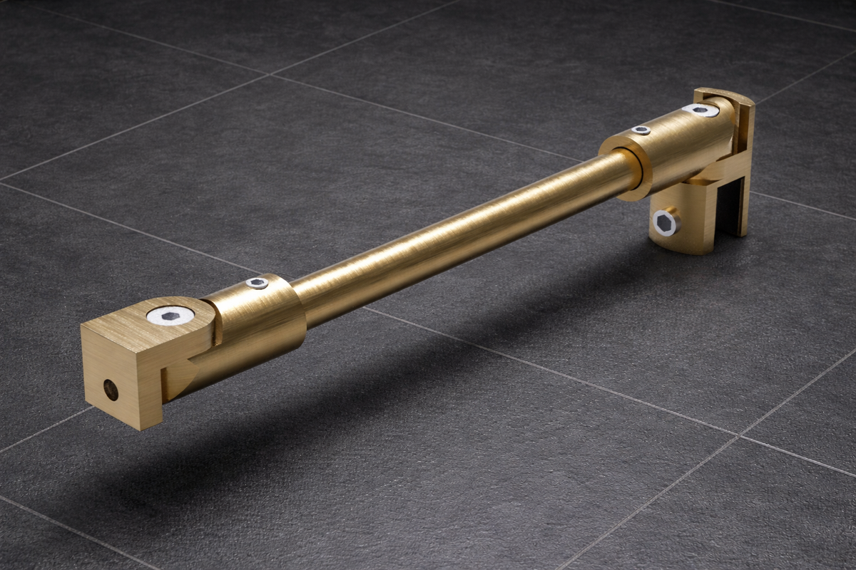 Stabistangen-Set rund, Farbe: Bronze gebürstet, Glas-Wand, flexibel einstellbar, 12 mm Rohr, Art.Nr. S1212SET