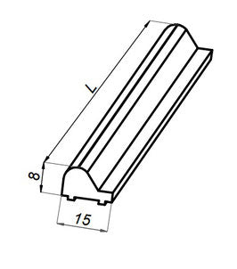 Schwallprofil aus Metall 15 x 9 mm – Vollmaterial, robust und langlebig – 100 cm – Art.Nr. S1L
