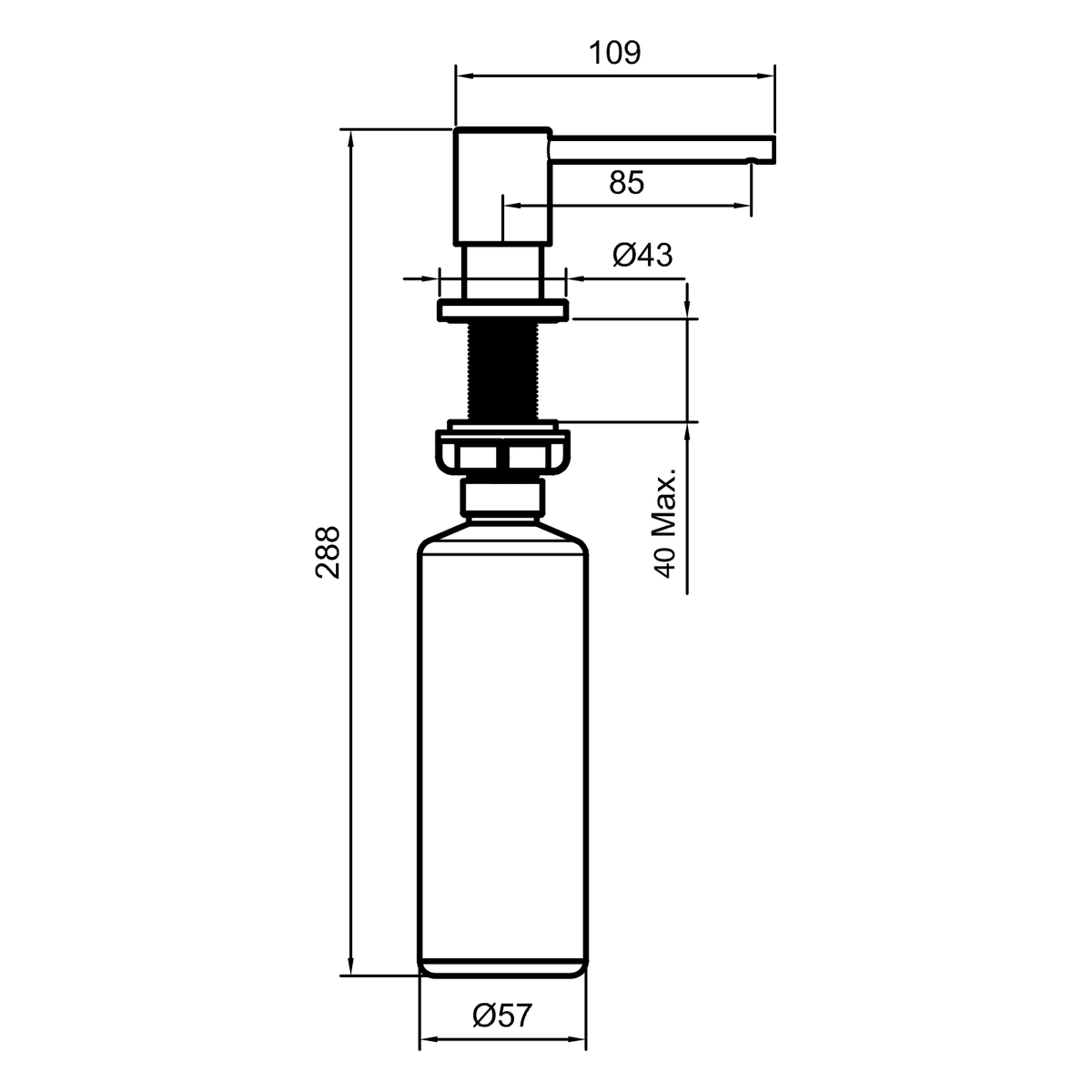 ScandTap Clean Dispenser, Maßzeichnung