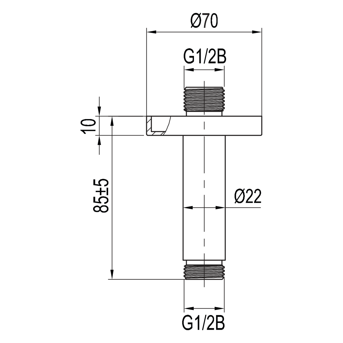 ScandTap Harmonized Kopfbrausenhalter Decke 85, Maßzeichnung