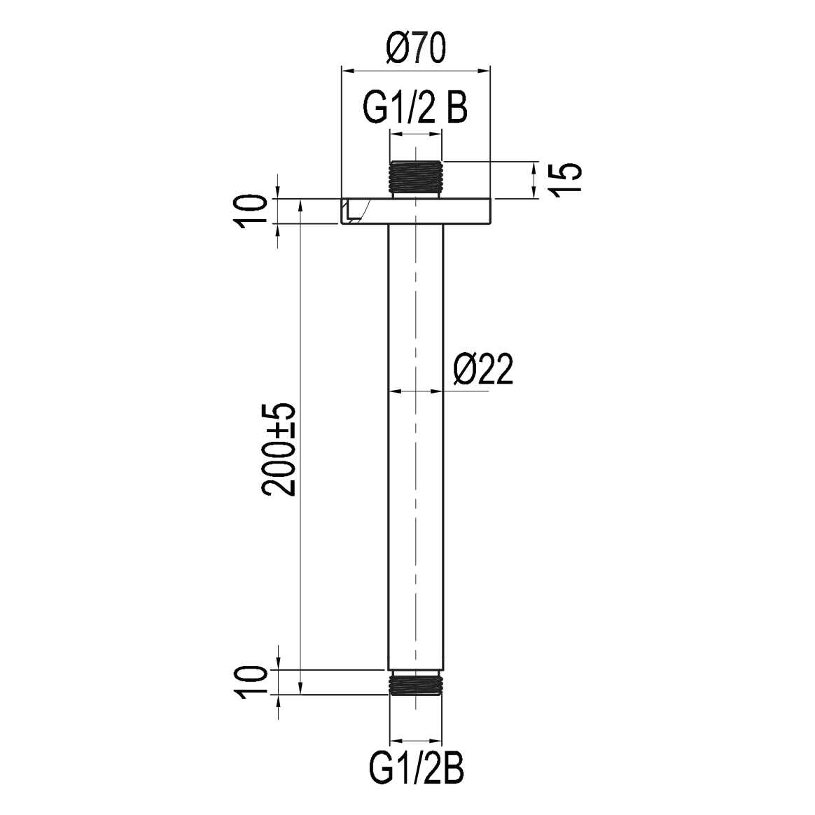 ScandTap Harmonized Kopfbrausenhalter Decke 200, Maßzeichnung