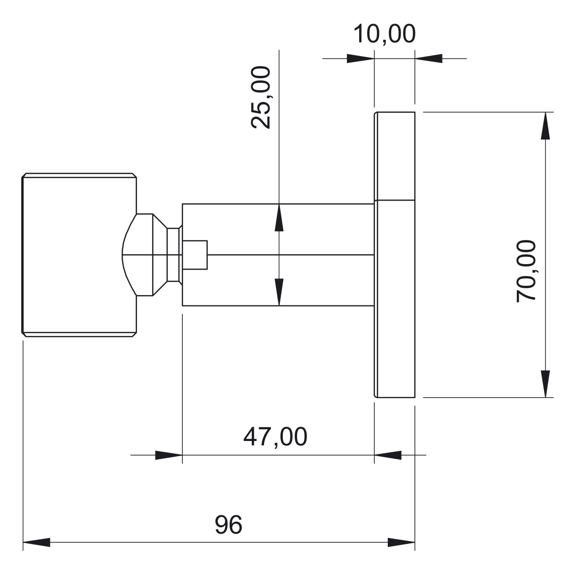 ScandTap Harmonized Handbrausenhalter verstellbar, Maßzeichnung