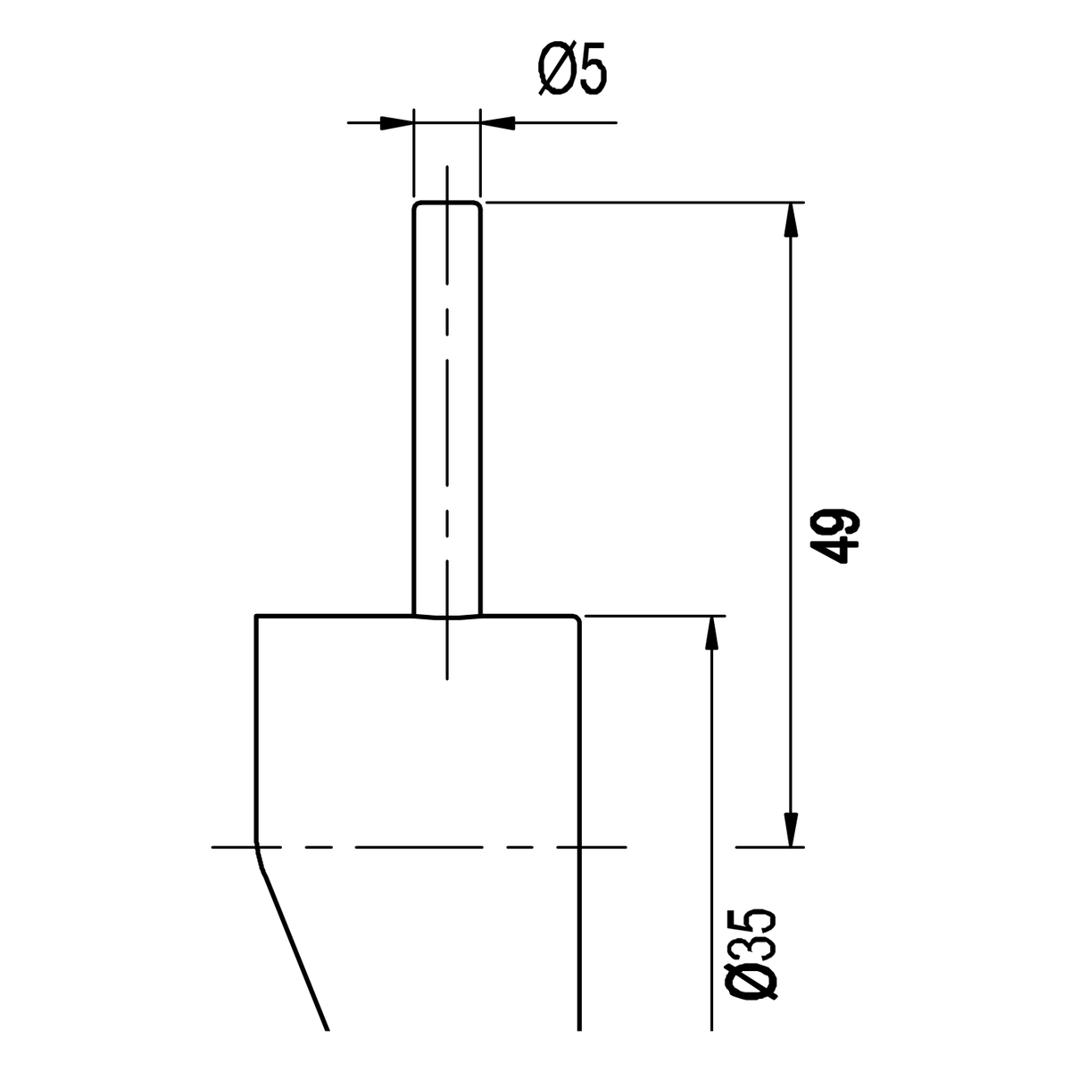 ScandTap Short bar 5 mm, Maßzeichnung