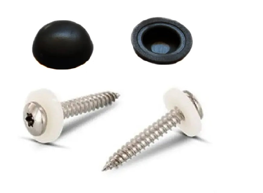 Schrauben zum Verbinden von Aluminium-Duschprofilen, 3,9 x 16 mm – Inkl. Abdeckkappen-Set  – Art.Nr. 59881650