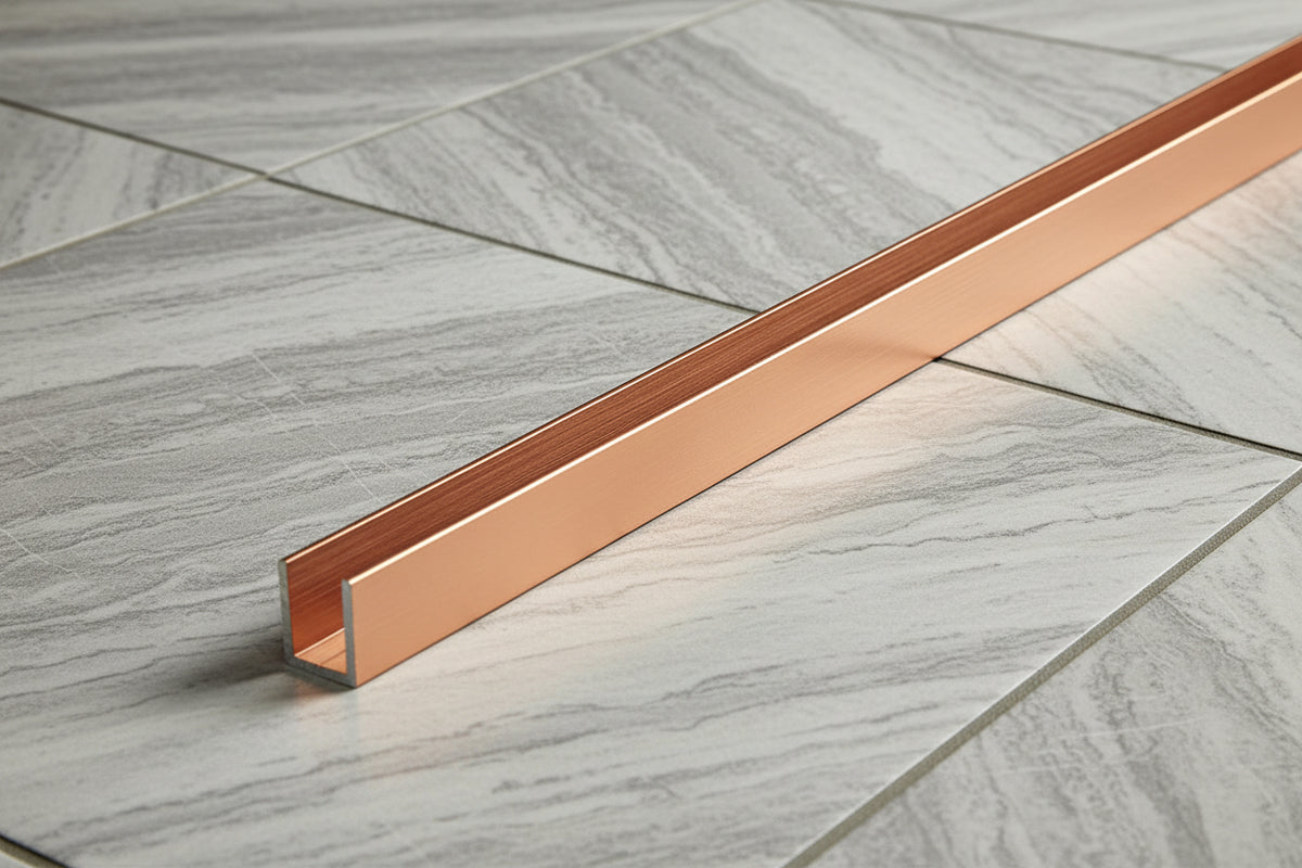 Alu U-Profil zur innenseitigen Silikonverklebung, Art.Nr. SDCD3812, Kupfer