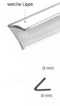 Selbstklebende Vinyldichtung mit V-Kante als Abtropfkante – Für 6 oder 8 mm Glas – Art.Nr. SDTST2